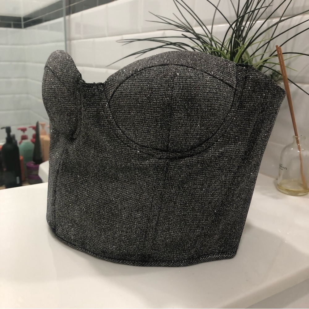 Glitter bustier tube top /  zipper closure